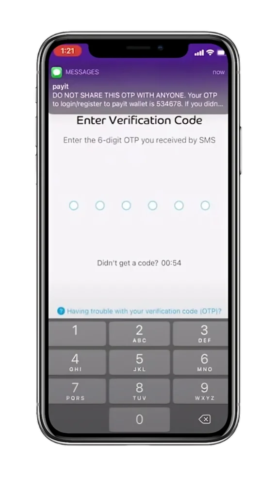 OTP verification screen