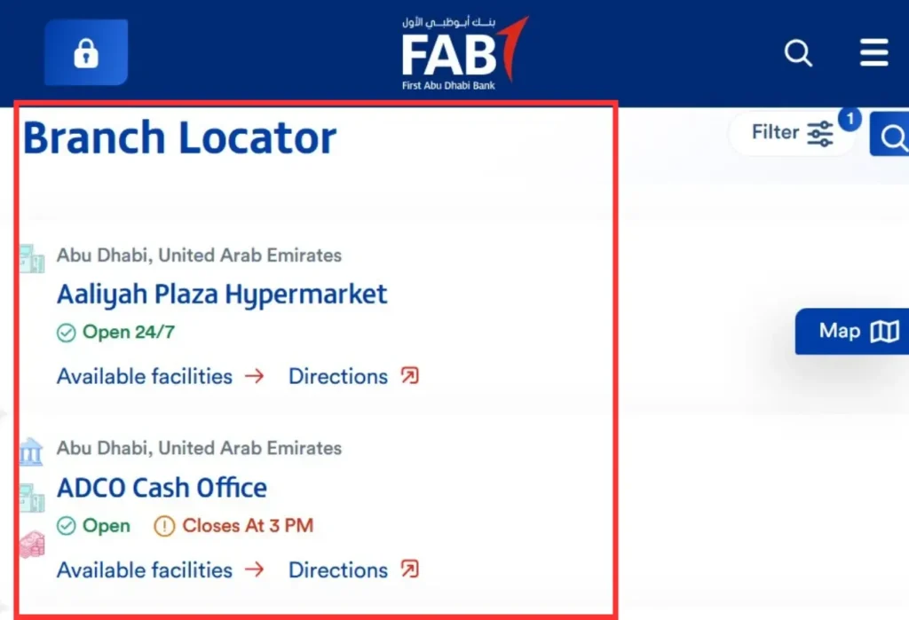List of FAB ATMs near to you.