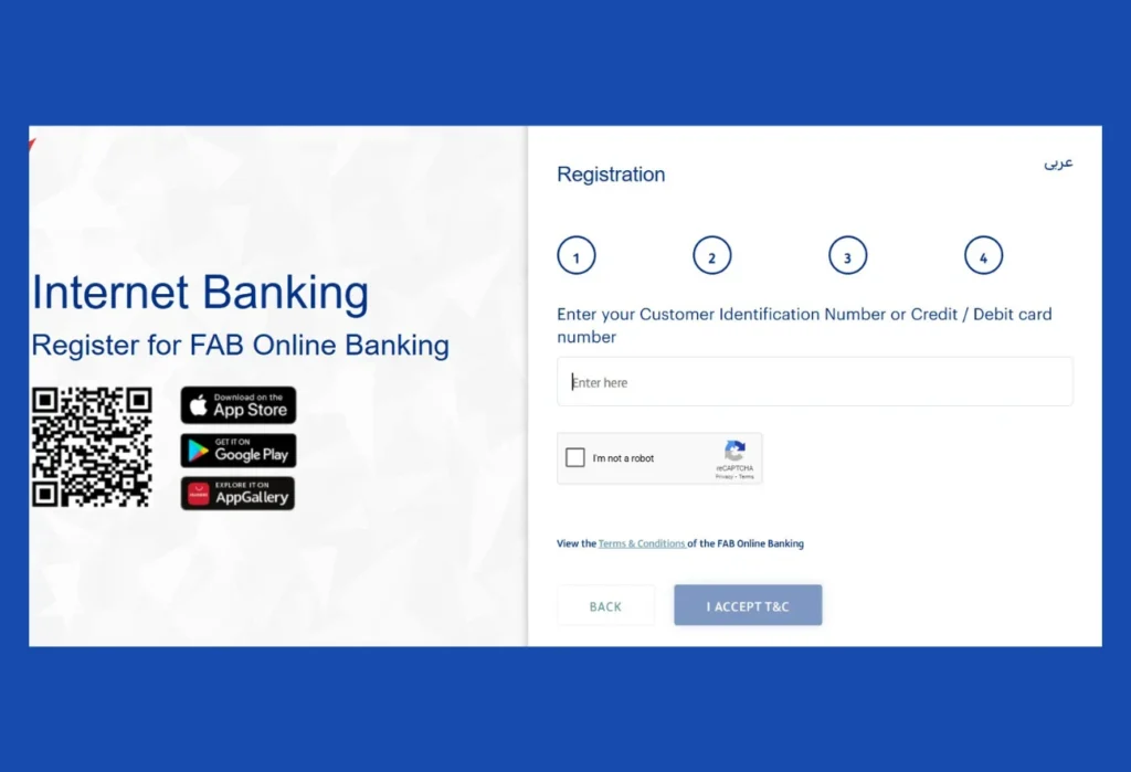 FAB Online Banking's Registration Page