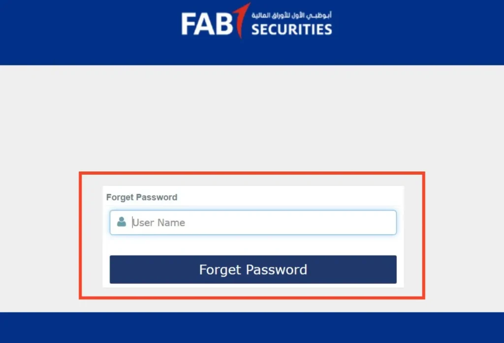 FAB Securities Forget Password Page