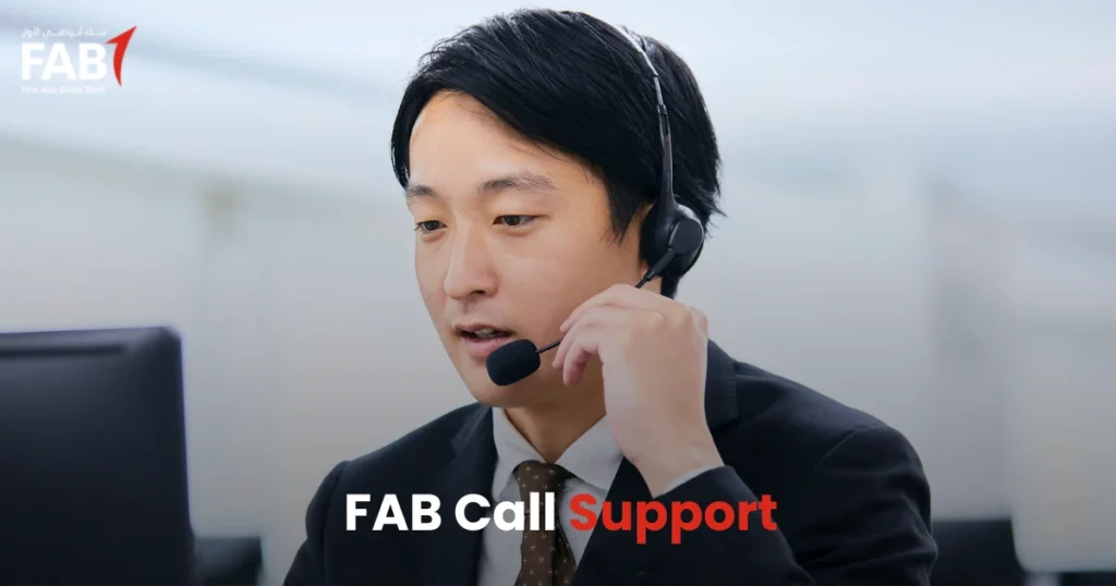 Customer contacting FAB Bank call support for salary account balance check