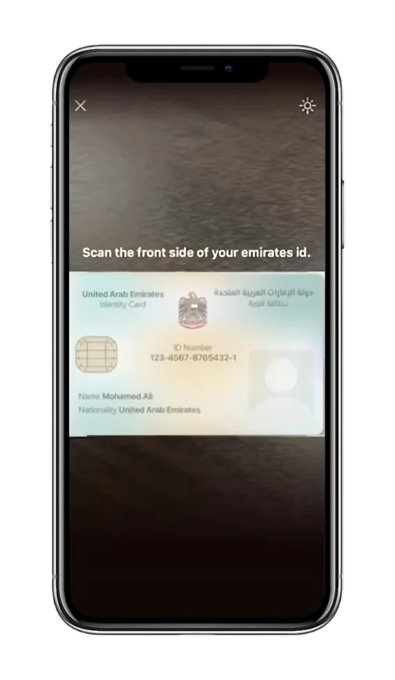 Scanning the front of Emirates ID