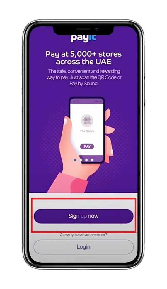 The signup welcome screen of Payit Wallet App.