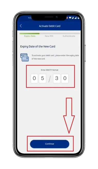 Debit Card Expiry Date Entry Screen