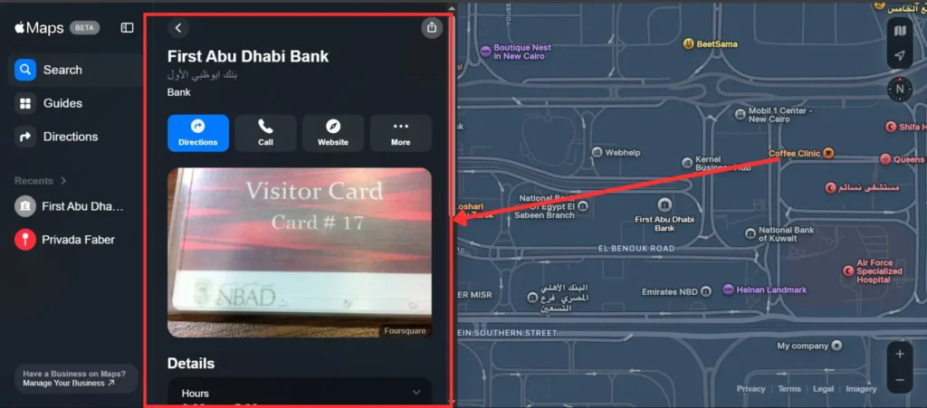 First Abu Dhabi Bank Branches in Apple Map